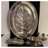 Silver Toned Metal TRAY 18" x 13" x Silver Toned