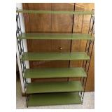 Mid Century Avacado Green Metal 6 Shelf Bookcase