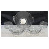 Vintage Clear Glass 2 Handled Fruit Bowl, Pair of