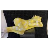 Vintage Ceramic Frog Yellow with White Polka Dots