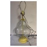 Mid Century Large Clear Glass Yellow Accent Lamp,