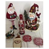 Folk Art Christmas Painted Coke Bottle, Santa