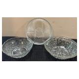 Clear Glass Bowls 10-1/2" and 9" and Divided Tray