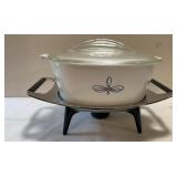 Vtg Corning Ware Black Trefoil 2 1/2 Qt Casserole