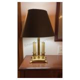 Brass Candle Lamp  18-1/2" H with Black Shade 13"