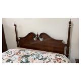 ETHAN ALLEN QUEEN HEAD BOARD, MATTRESS AND BEDDING