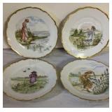 4 Haviland Limoges Plates Circa 1890s.