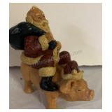 Vintage  Santa on Pig Pecan Shell Resin Figurine
