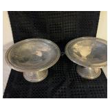 STERLING WEIGHTED CANDY DISHES PAIR OF PEDESTAL