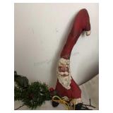 DRIFTWOOD Carved Santa With Pine Swag Original