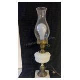 Hobnail Hurricane Lamp w/ Marble Base Glass