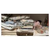 Contents of Linen Closet Shelf Bed Linens, Shower