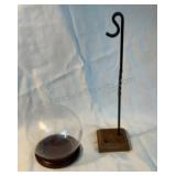 Globe Curio & Small Hook Stand. Globe is 7" diam