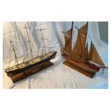 Wooden boat models. Cuttysark is 19" long X 16.5"