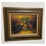 Vtg 70s Artist Signed Kance Fruit Basket Oil