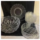 Clear Glass Plates and 8 Small Bowls
