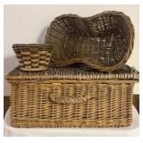 Rustic Handwoven Baskets , Picnic Basket, Double