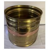 Brass Colored Metal Planter Waste Basket 10" R x