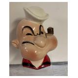Vintage POPEYE CERAMIC COIN BANK JAPAN 7" H x 4"