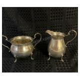 STERLING SILVER CREAM AND SUGAR 303g total, Sugar