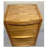 Wooden 2-drawer file cabinet. Unlocked, No key