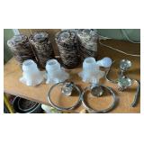 Assorted lamp shades. 4 Pendant glass shades. 3