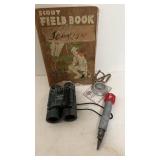 C1950 Boy Scout Field Book, Compas, Binoculars
