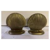 Pair of Vintage Solid Brass Seashell Bookends 5"