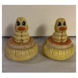 Pair Ceramic Quilted Baby Ducks