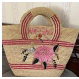 Vintage Straw with Raffia Design Bag NASSAU