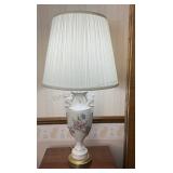 Porcelain Lamp 34" H, Shade 16" R, Note Lamp Base