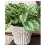 Bamboo Style Ceramic Flower Pot Ivory 9" R x 8" H