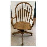 Desk Chair Solid oak Swivel Chair on Casters Seat
