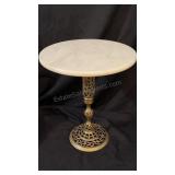 Chinese Reticulated Brass Marble-Top Drinks Table