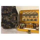 Upholstery Fabric Remnant, Small Sewing Box, Box