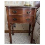 2 Drawer Serpentine Mahogany Bed Table Side Table