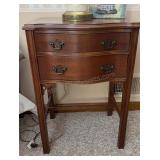 2 Drawer Serpentine Mahogany Bed Table Side Table