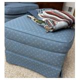 Ottoman with Throw Blanket , Note Stain in