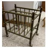 Brass Magazine Rack in Wheels 16-1/2" x 11-1/2"