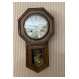 ANTIQUE Circa 1900 OAK OCTAGON DROP SCHOOL HOUSE