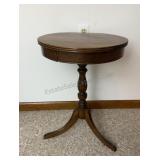 Vintage Small Wood Round Side Table 18" R x 24" H