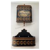 Vintage  Black Painted Tôle Lavabo with Floral