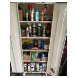 Metal garage storage cabinet with contents. 65"