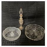 Vintage Clear and Gold Perfume Bottle, Crystal