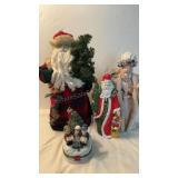 Pair of Santa Tree Toppers, Santa Claus Figure,