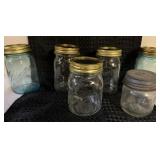 BLUE GLASS BALL MASON JARS VINTAGE MASON JARS