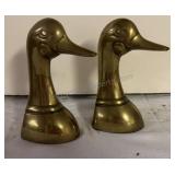 Brass Duck / Mallard Head Bookends  6"