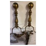 Brass Cannon Ball Fireplace Andirons Solid Brass