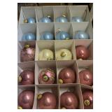20 Vintage Glass Ornaments Mauve and Teak, Pair