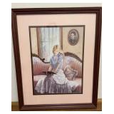 Framed Print 15-1/2" x 18-1/2" Girl On Antique